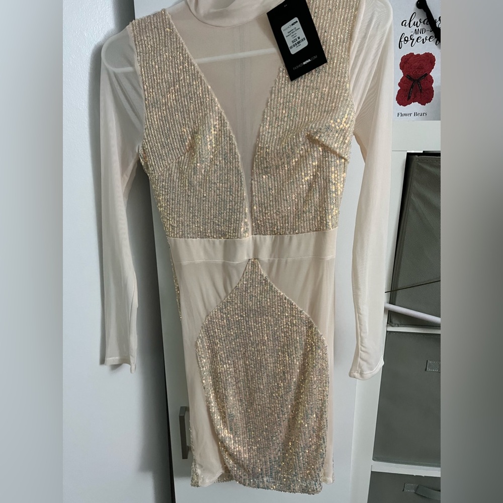 Nude sequin dress